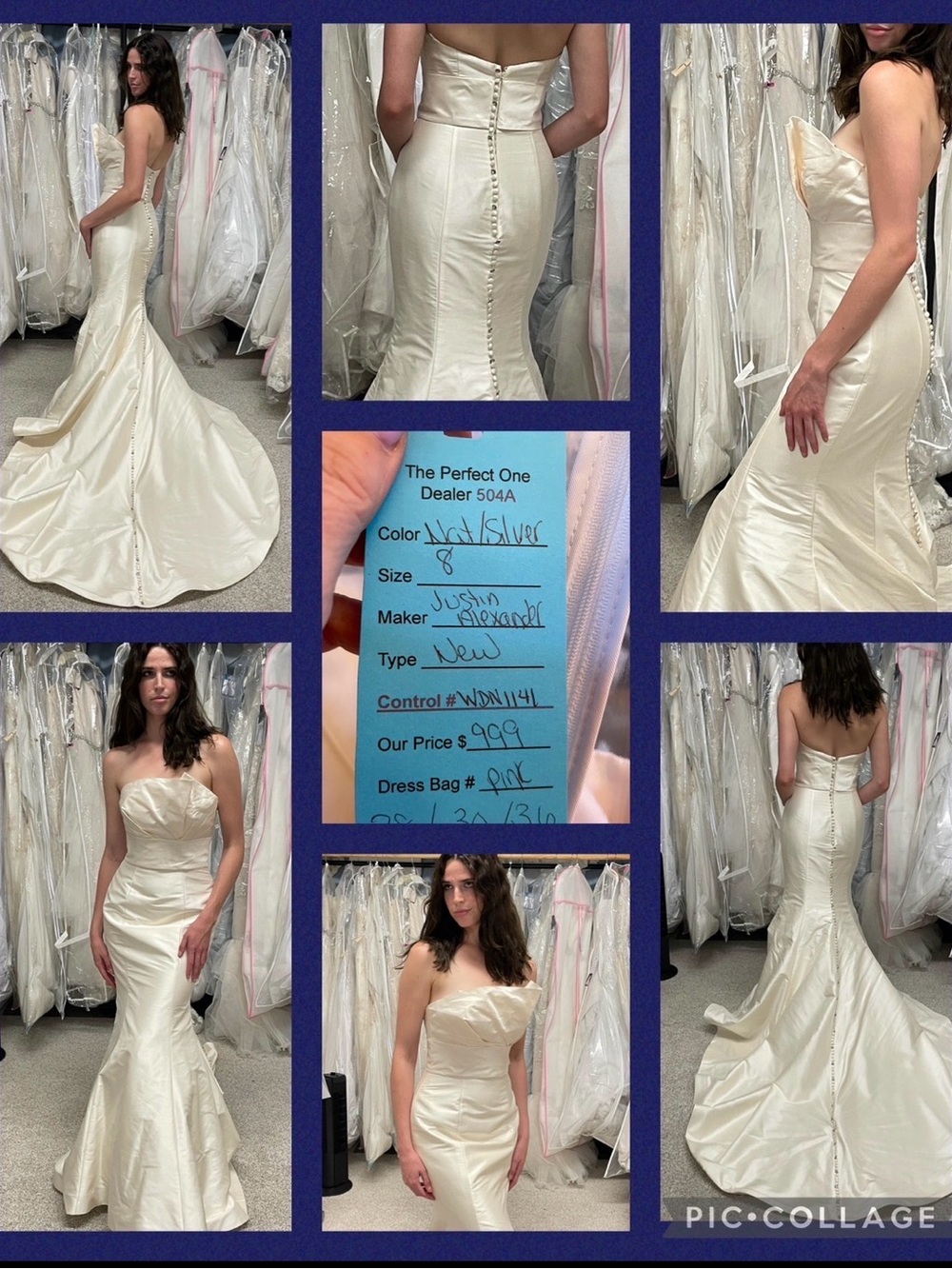Justin Alexander Ivory Satin Mermaid Wedding Dress